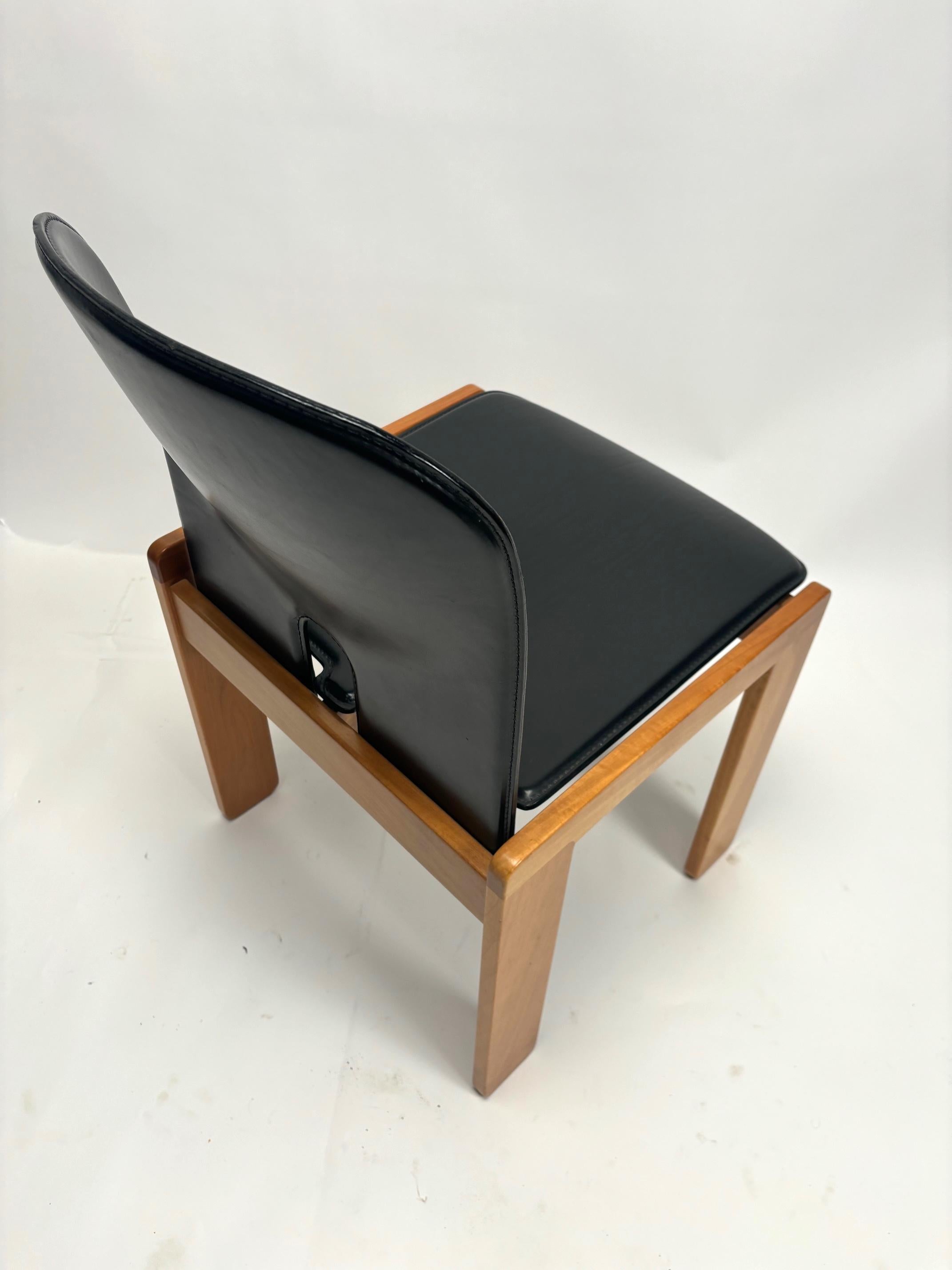 Set of 4 Black Leather 