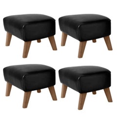Juego de 4 Reposapiés My Own Chair de cuero negro y roble ahumado by Lassen