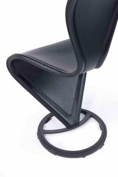 Juego de 4 sillas "S" de cuero negro para Cappellini de Tom Dixon - Años 90