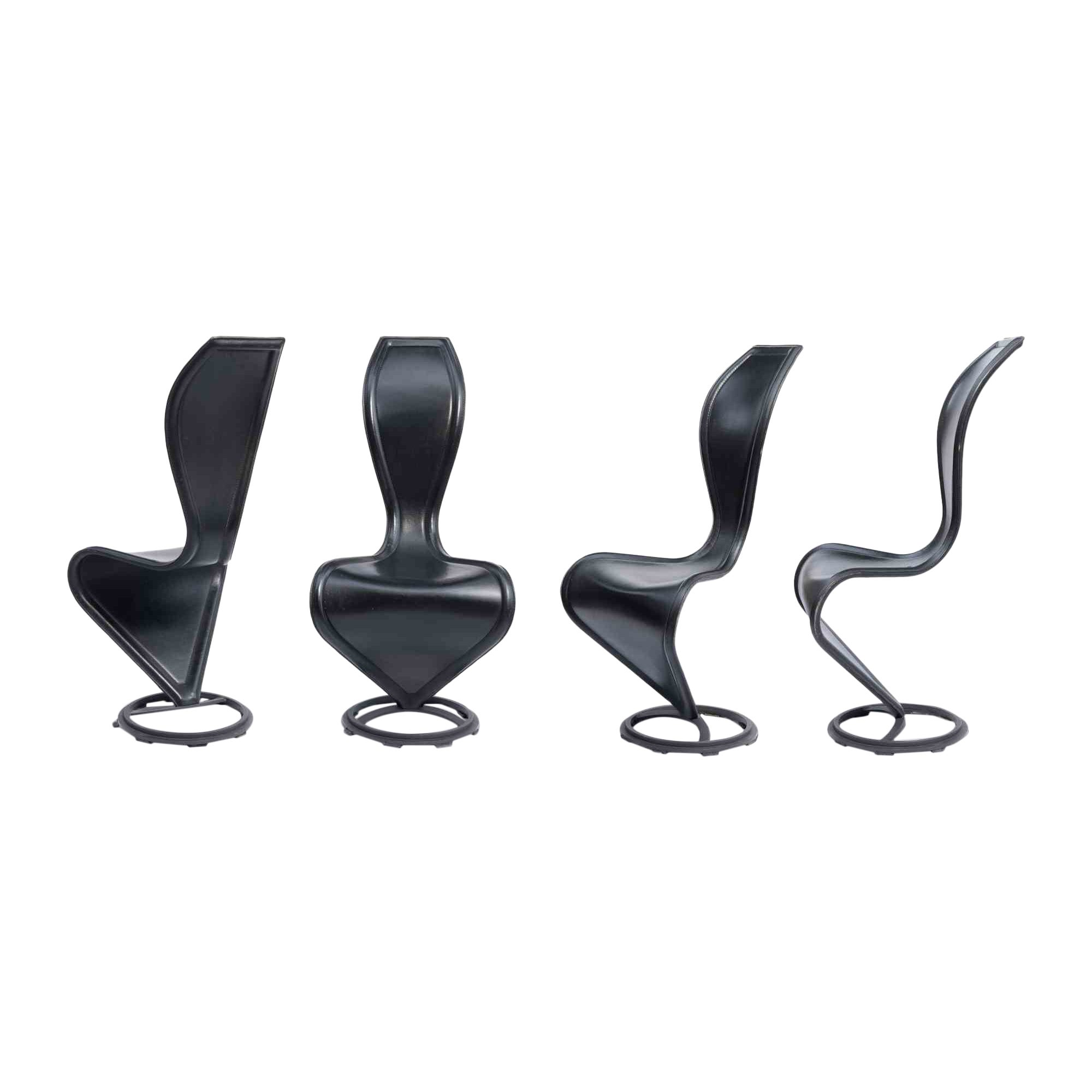 Set di 4 sedie a "S" in pelle nera per Cappellini di Tom Dixon - anni 
90 in vendita