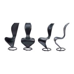 Set of 4 Black Leather "S" Chairs for Cappellini by Tom Dixon - 1990s