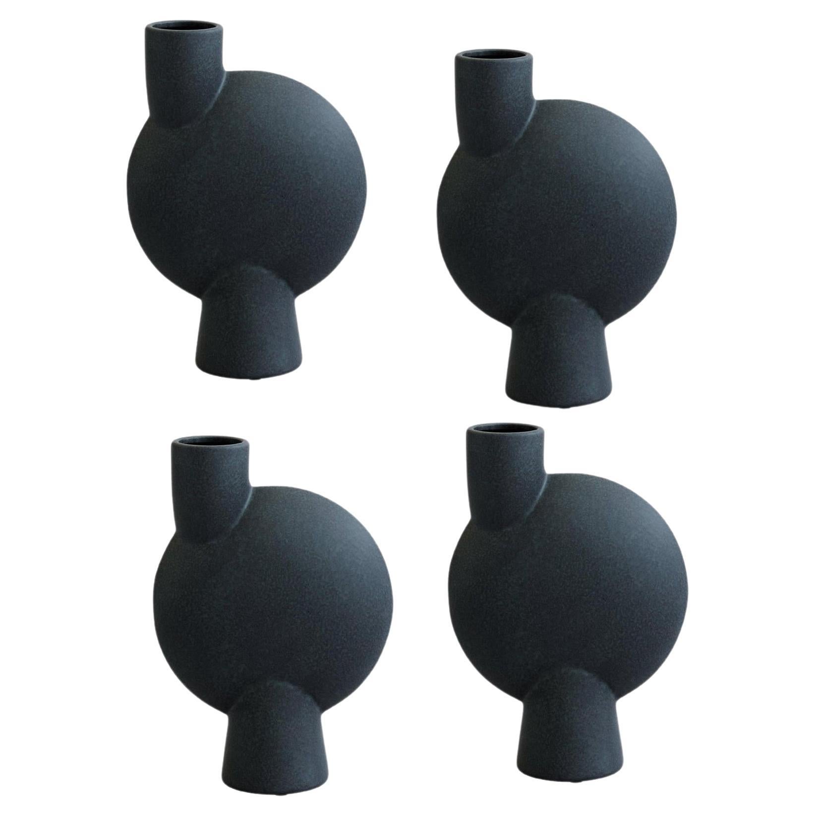 Set of 4 Black Medio Sphere Vase Bubl by 101 Copenhagen For Sale