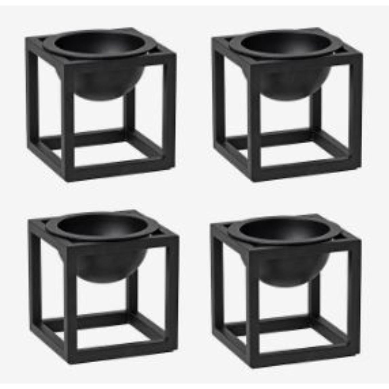 Set of 4 black Mini Kubus bowls by Lassen
Dimensions: D 7 x W 7 x H 7 cm 
Materials: Metal 
Weight: 0.40 Kg

Kubus bowl is based on original sketches by Mogens Lassen, and contains elements from Bauhaus, which Mogens Lassen took inspiration