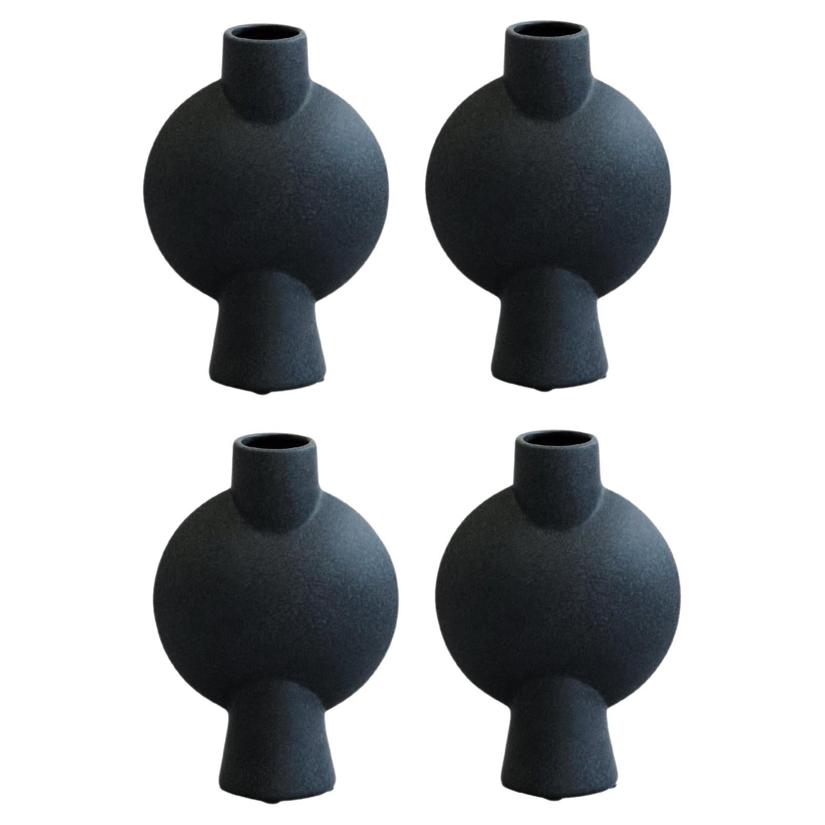 Set of 4 Black Mini Sphere Vase Bubl by 101 Copenhagen For Sale