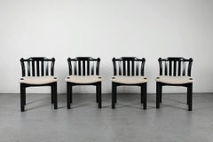 Juego de 4 Sillas de Comedor Negras Modernas Inspiradas en Sottsass con Asientos de Sherpa