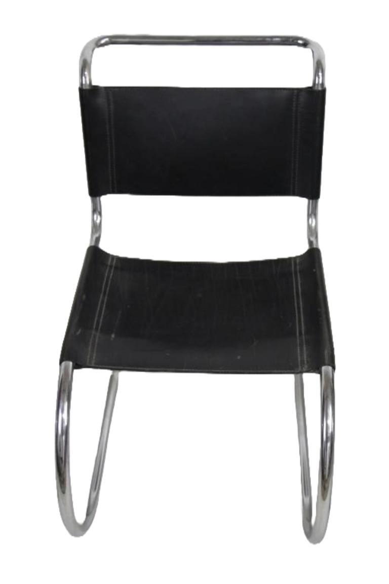 Mid-Century Modern Set of 4 - Black MR10 Inspired Cantilever Chairs by Ludwig Mies Van Der Rohe For Sale