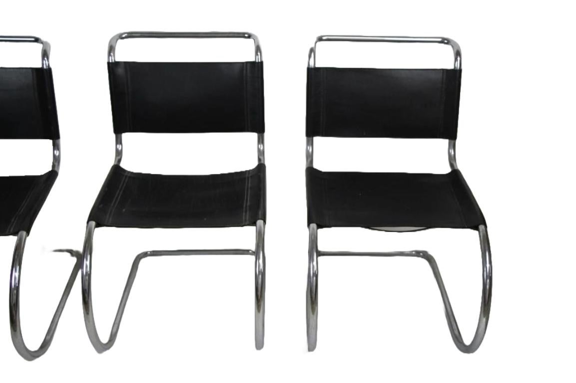 Set of 4 - Black MR10 Inspired Cantilever Chairs by Ludwig Mies Van Der Rohe In Fair Condition For Sale In Mississauga, CA