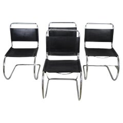 Set of 4 - Black MR10 Inspired Cantilever Chairs by Ludwig Mies Van Der Rohe