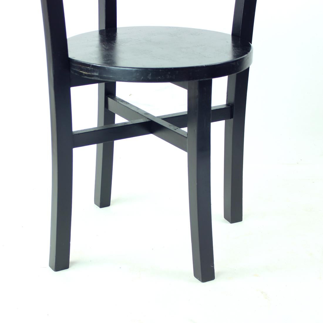 Set Of 4, Black Oak Dining Chairs, Czechoslovakia 1930s For Sale 8