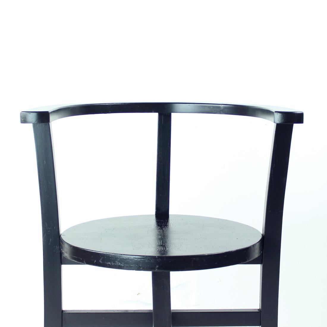 Set Of 4, Black Oak Dining Chairs, Czechoslovakia 1930s For Sale 9