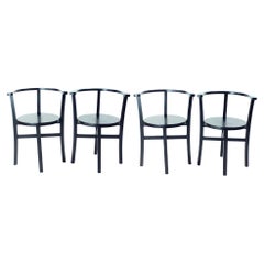 Set Of 4, Black Oak Dining Chairs, Czechoslovakia 1930s