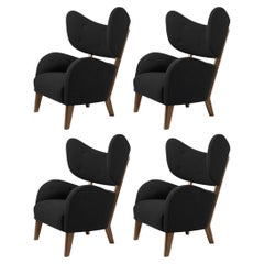 Set of 4 Black Raf Simons Vidar 3 Smoked Oak My Own Chair Lounge Chair by Lassen