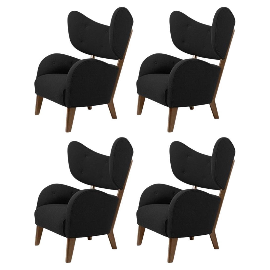 Set of 4 Black Raf Simons Vidar 3 Smoked Oak My Own Chair Lounge Chair by Lassen For Sale