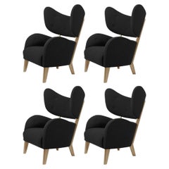 Set of 4 Black Raf Simons Vidar3 Natural Oak My Own Chair Lounge Chair by Lassen