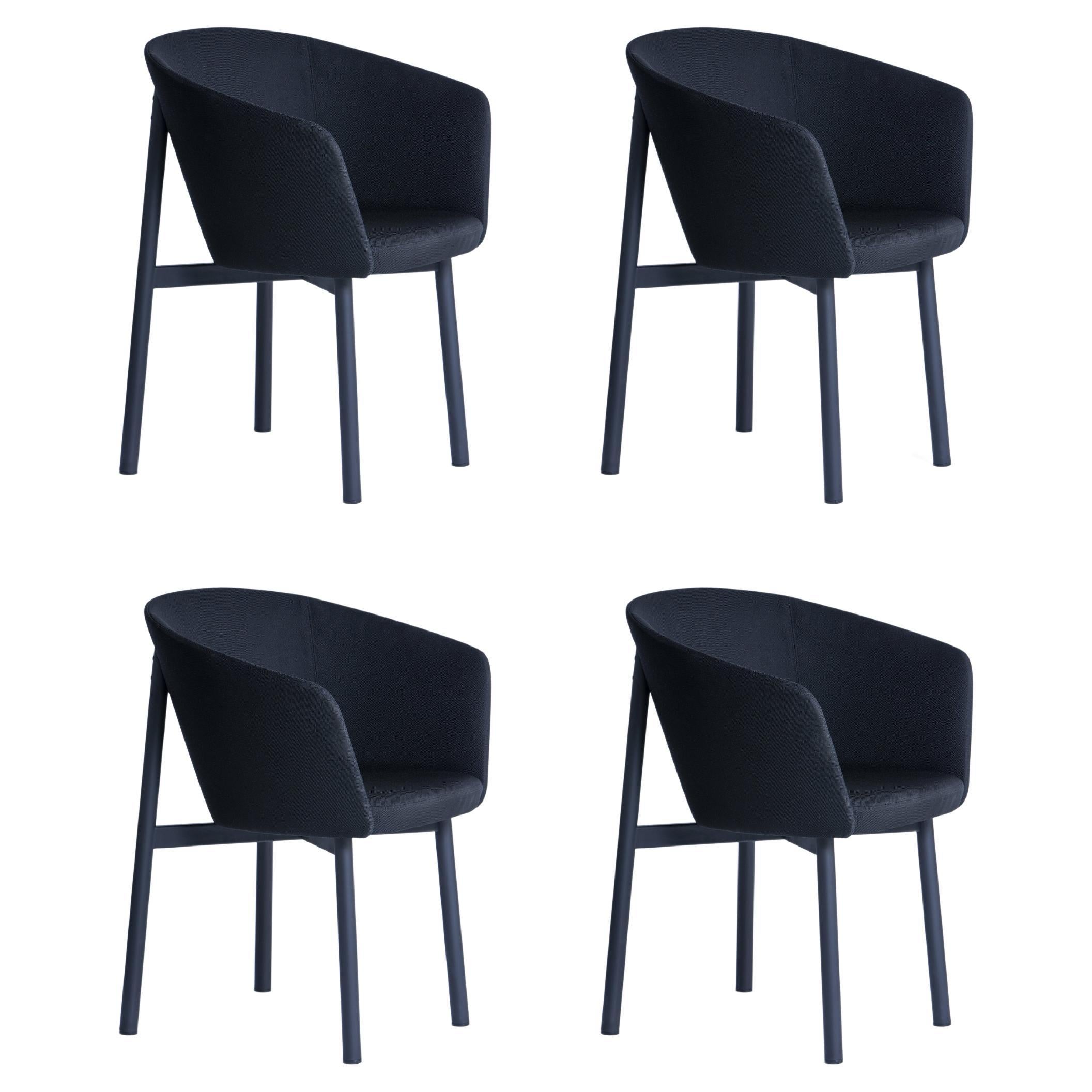 Satz von 4 schwarzen Residence Bridge-Sesseln von Kann Design