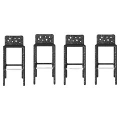Set of 4 Black Sculpted Contemporary Chairs by Faina
