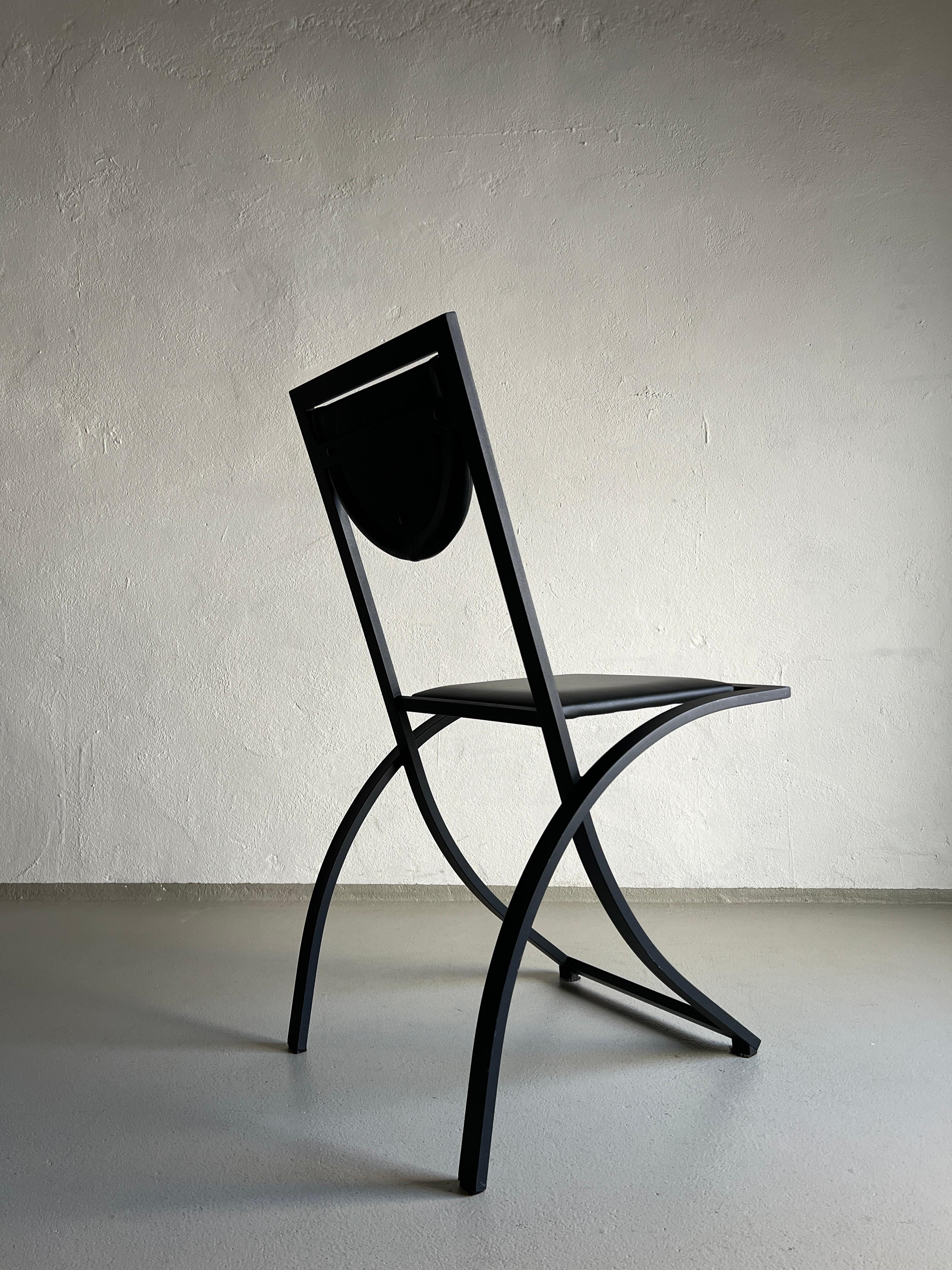 Métal Ensemble de 4 chaises noires à sinus par Karl Friedrich Förster, Allemagne, années 1990 en vente