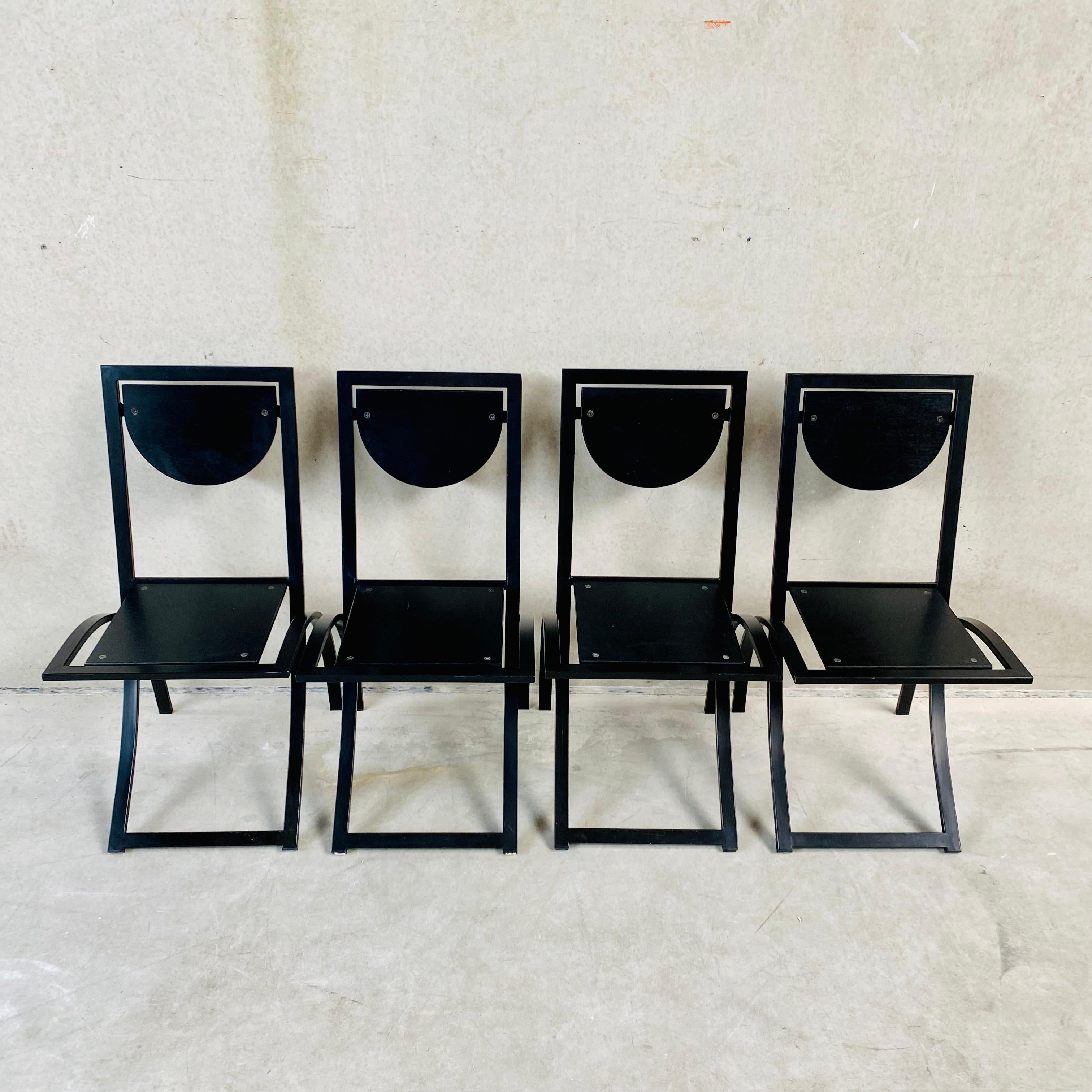 4 x KFF Black Smoked Oak Dining Chairs by Karl Friedrich Förster 1980 For Sale 2