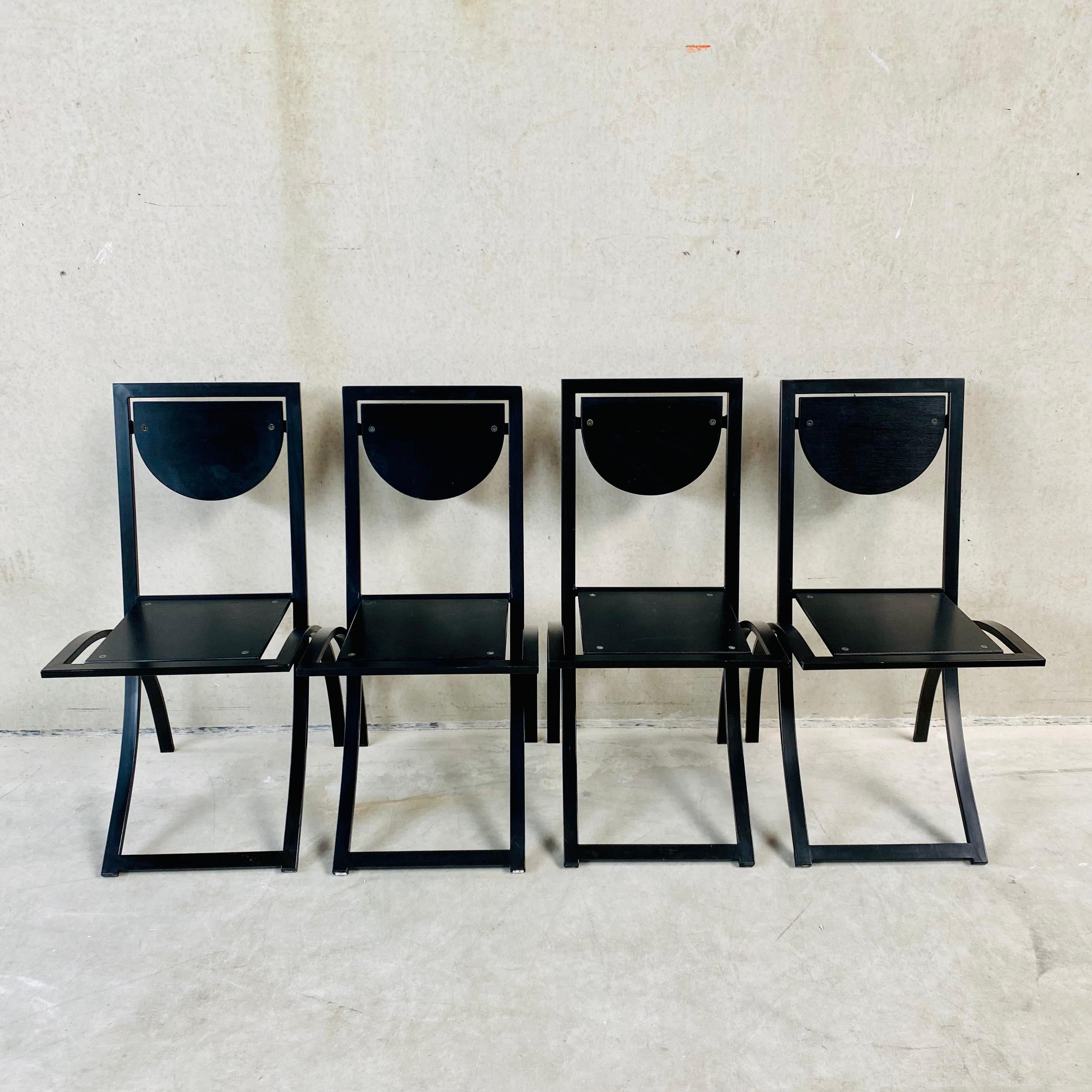 4 x KFF Black Smoked Oak Dining Chairs by Karl Friedrich Förster 1980 For Sale 3