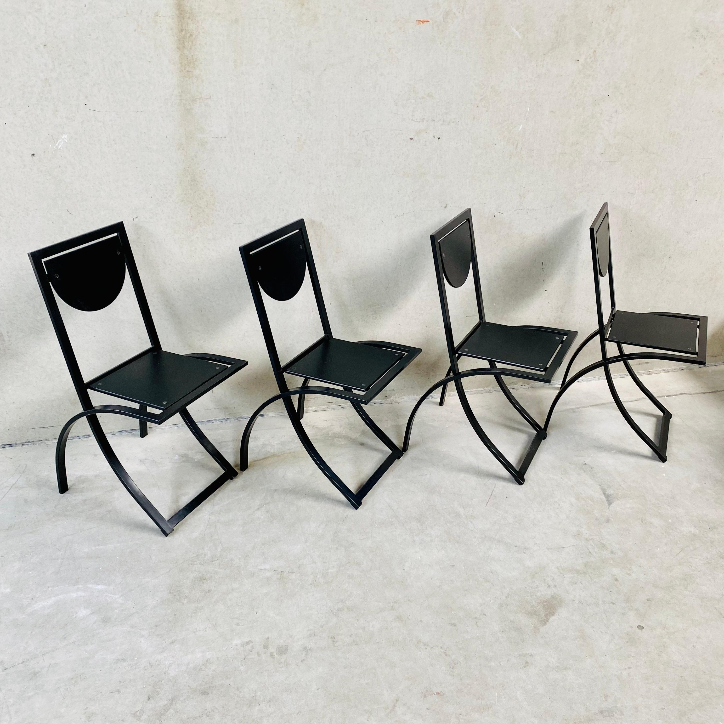 4 x KFF Black Smoked Oak Dining Chairs by Karl Friedrich Förster 1980 For Sale 5