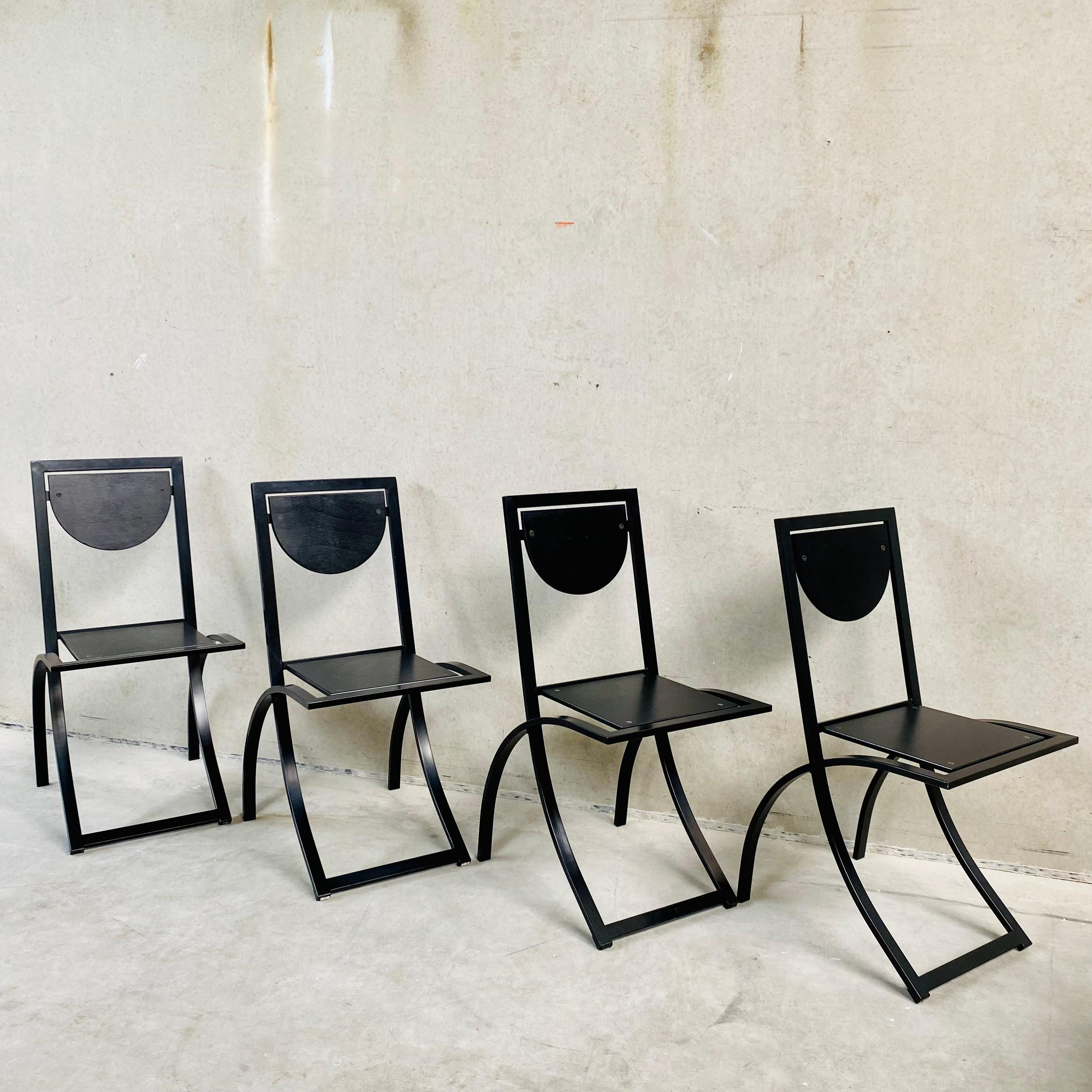 4 x KFF Black Smoked Oak Dining Chairs by Karl Friedrich Förster 1980 For Sale 7