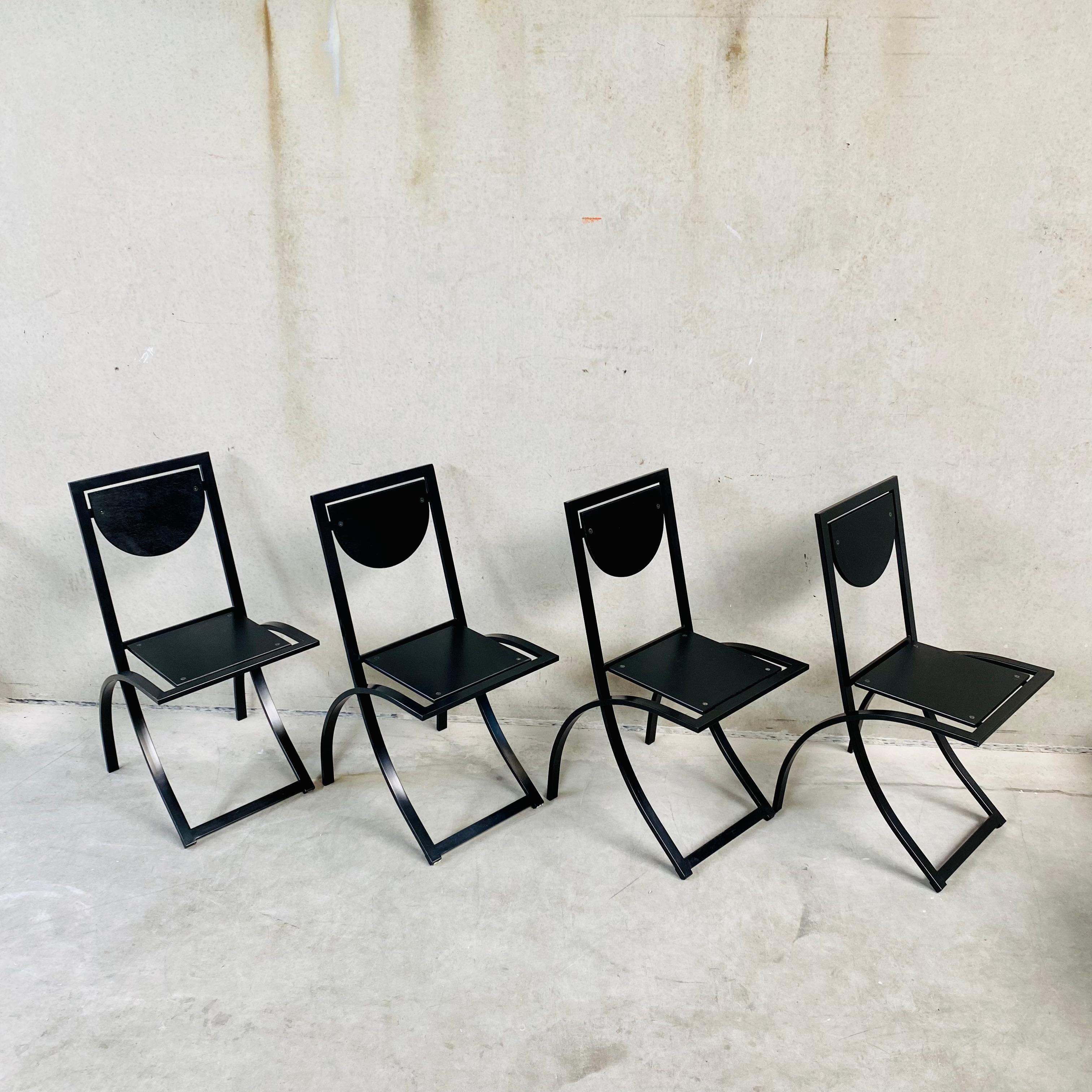 4 x KFF Black Smoked Oak Dining Chairs by Karl Friedrich Förster 1980 For Sale 8