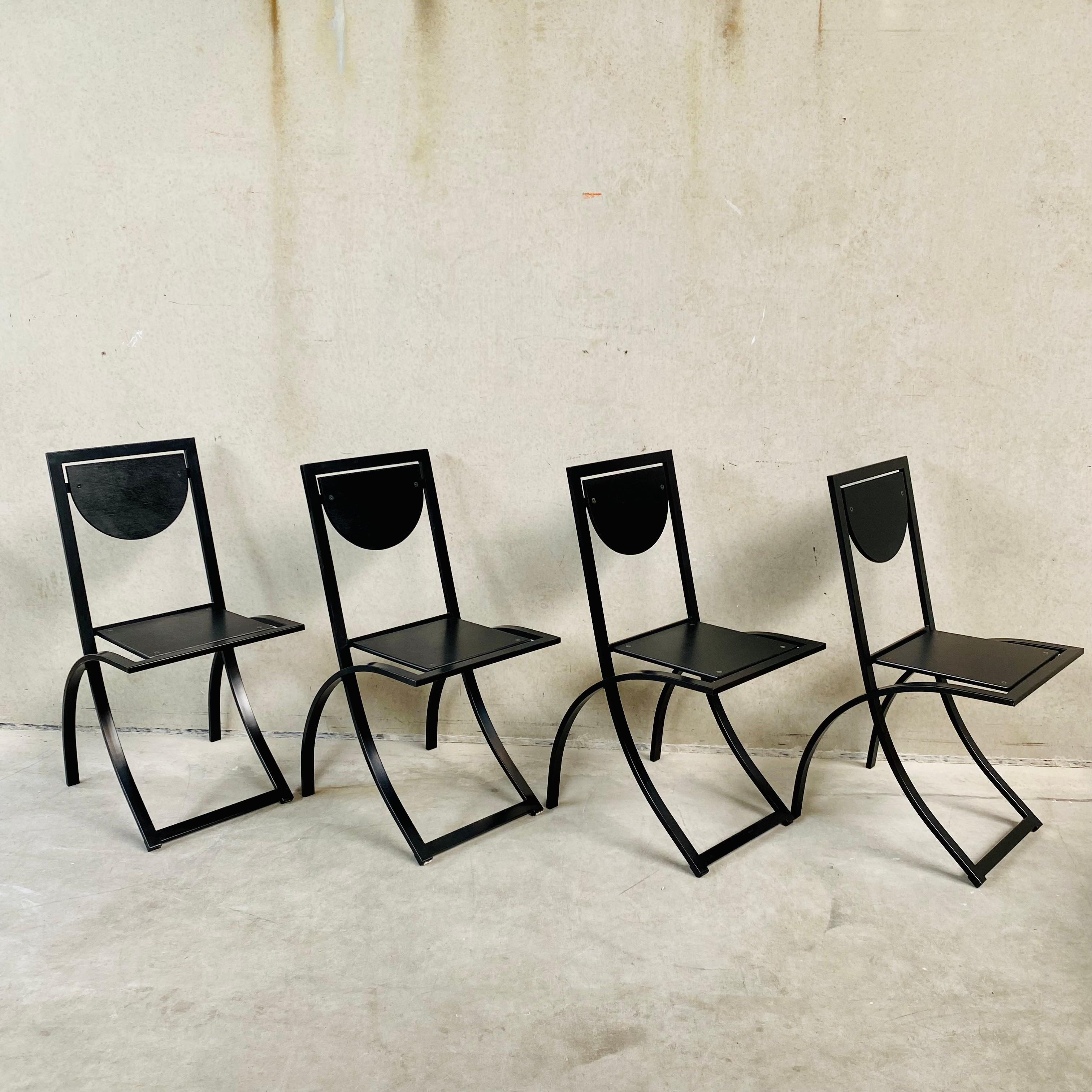 4 x KFF Black Smoked Oak Dining Chairs by Karl Friedrich Förster 1980 For Sale 9