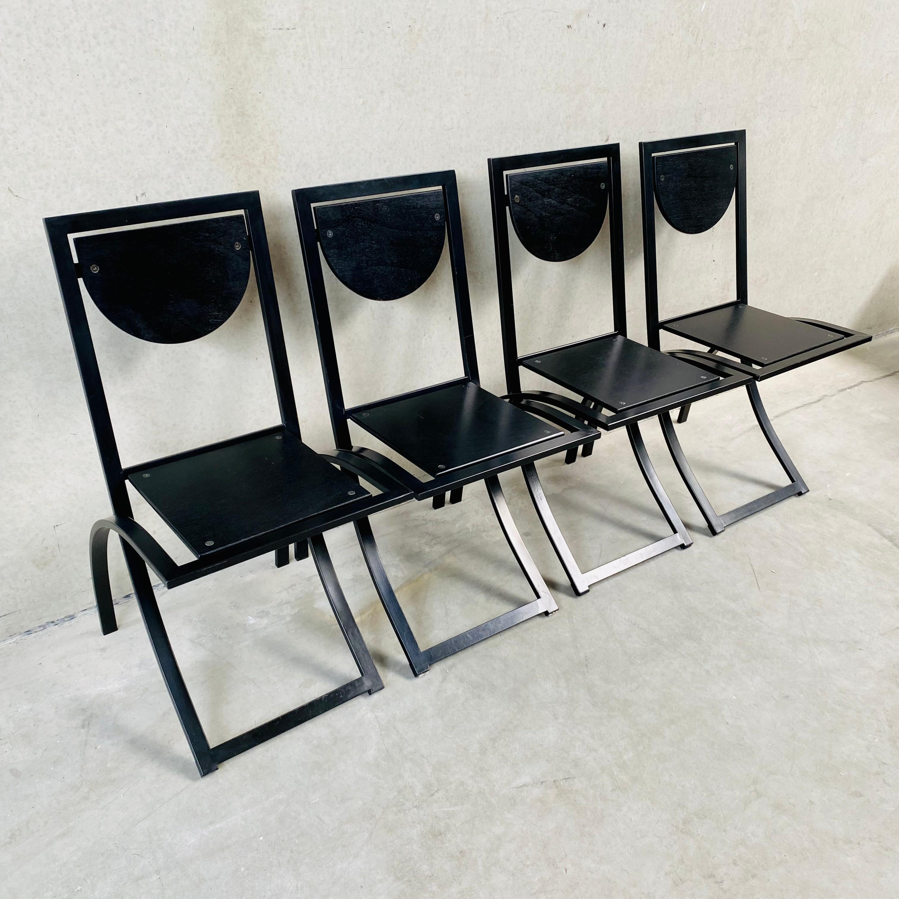4 x KFF Black Smoked Oak Dining Chairs by Karl Friedrich Förster 1980 For Sale 1