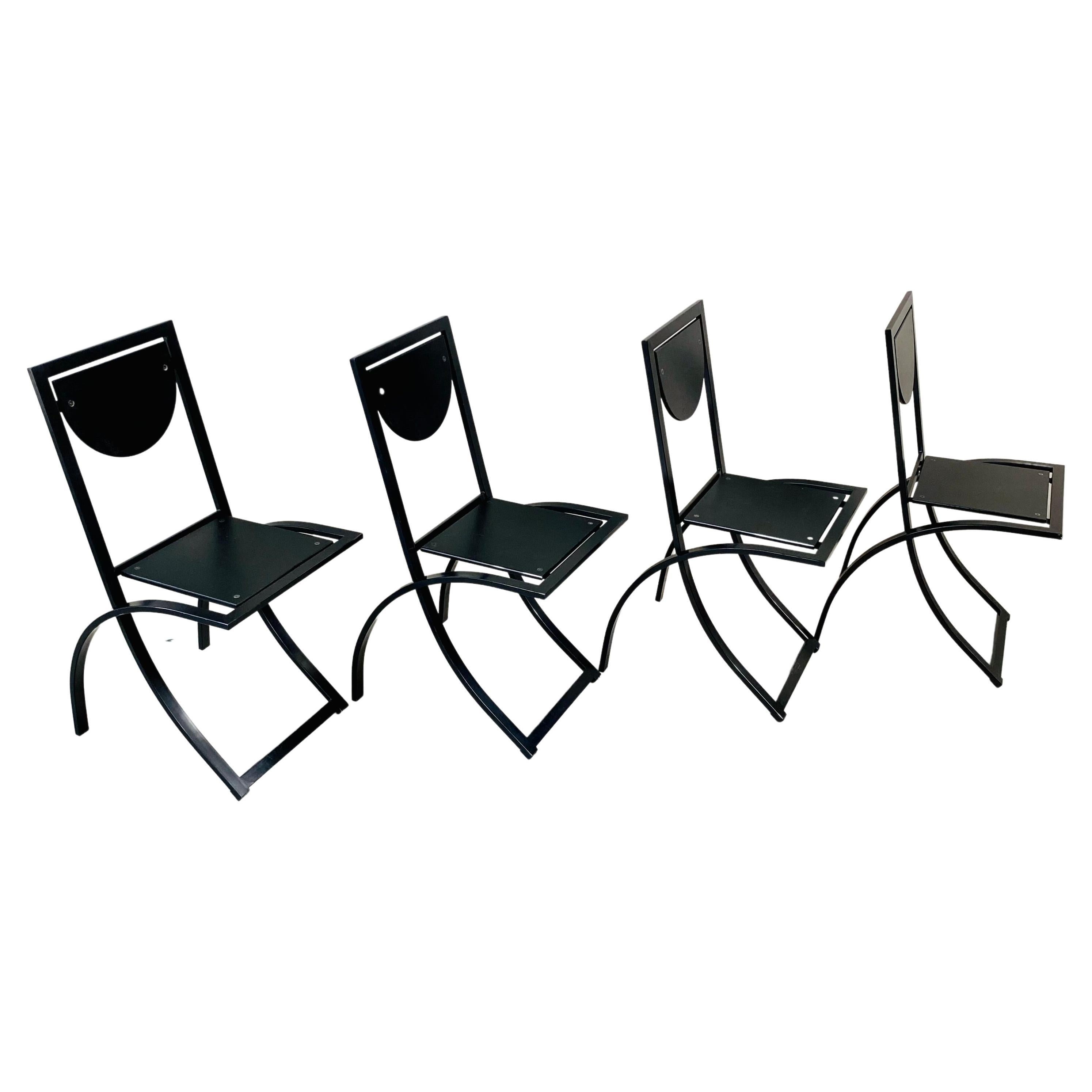 4 x KFF Black Smoked Oak Dining Chairs by Karl Friedrich Förster 1980