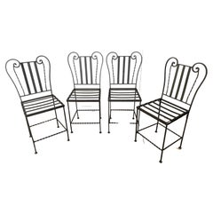 Set of 4 Black Vintage Metal Garden Dining Chairs