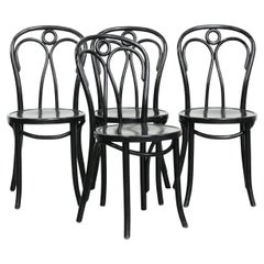 Set of 4 black vintage Thonet style bistro chairs