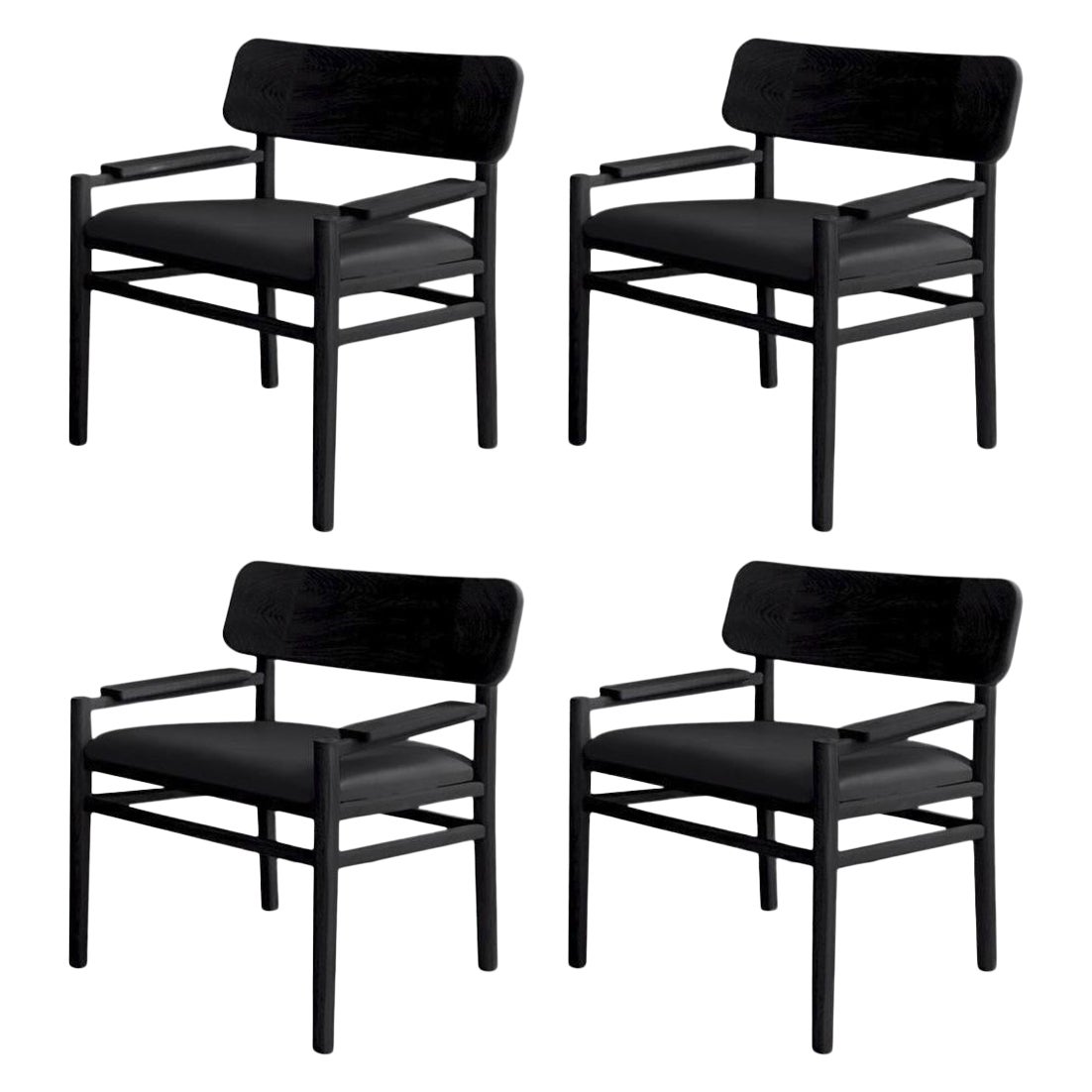 Set of 4 Black xvi Décima Sexta Lounge Chairs by Joel Escalona For Sale