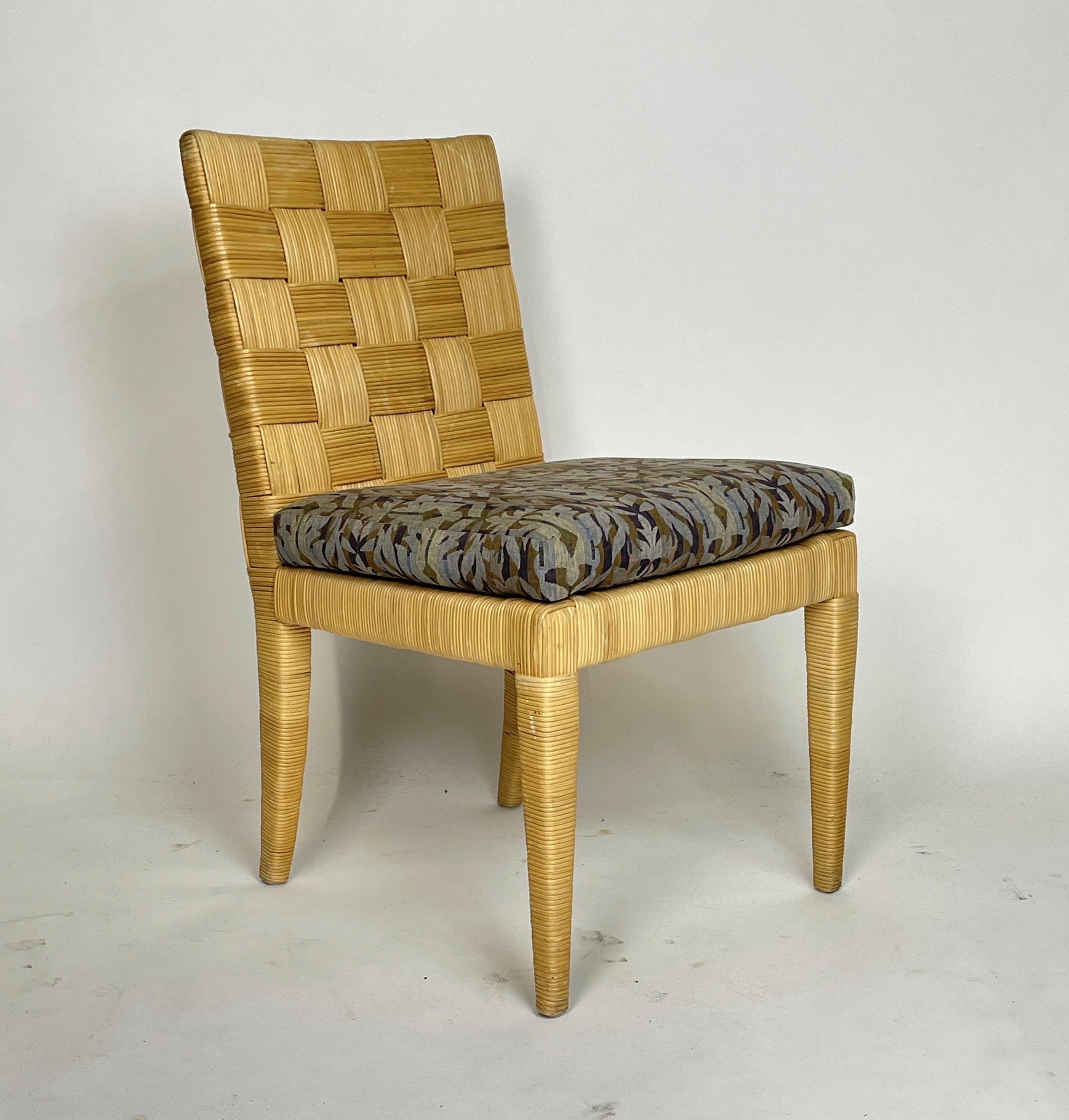 Organic Modern Set of 4 Block Island Wicker Dining Chairs by John Hutton for Donghia