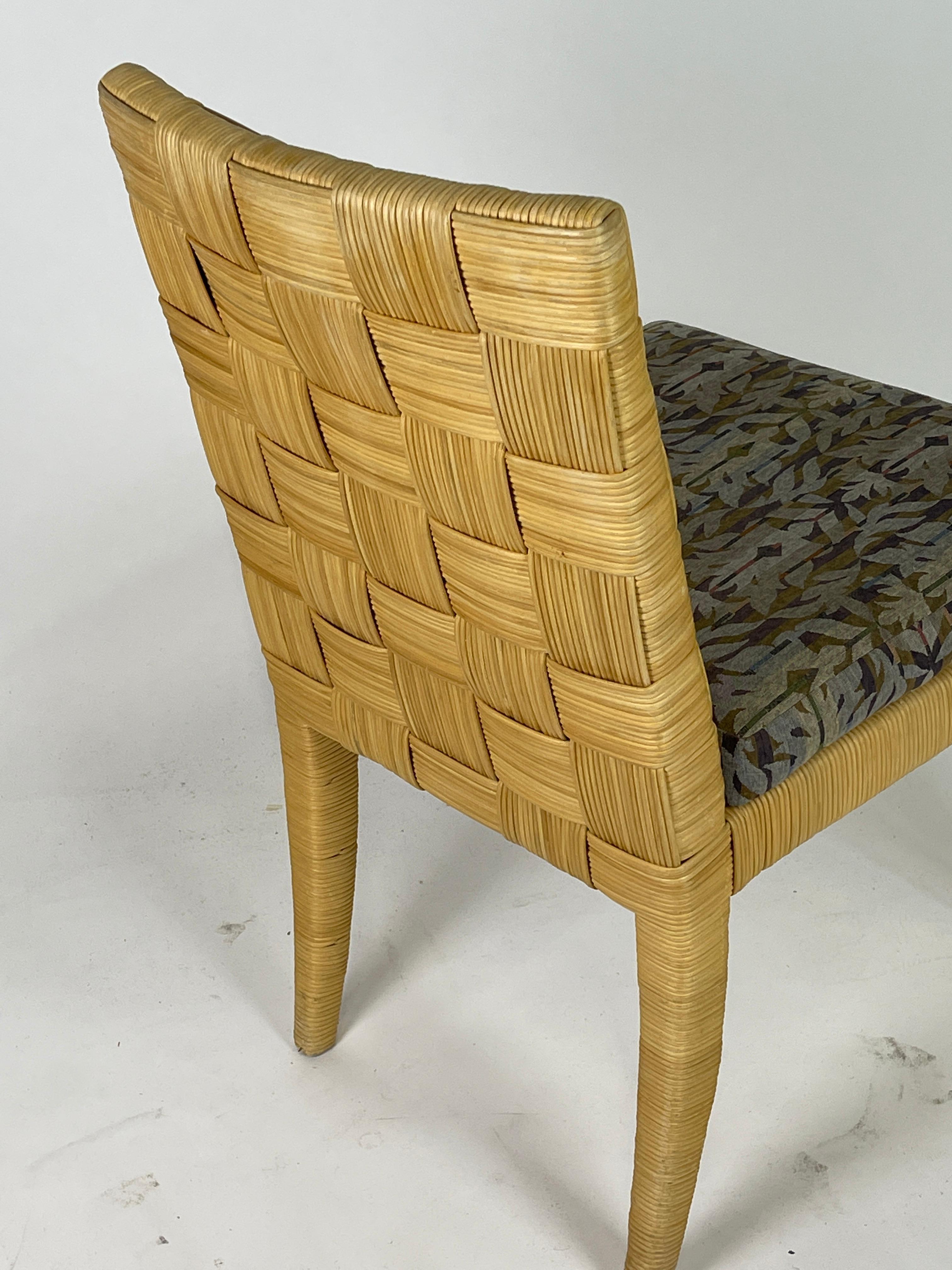 Woven Set of 4 Block Island Wicker Dining Chairs by John Hutton for Donghia