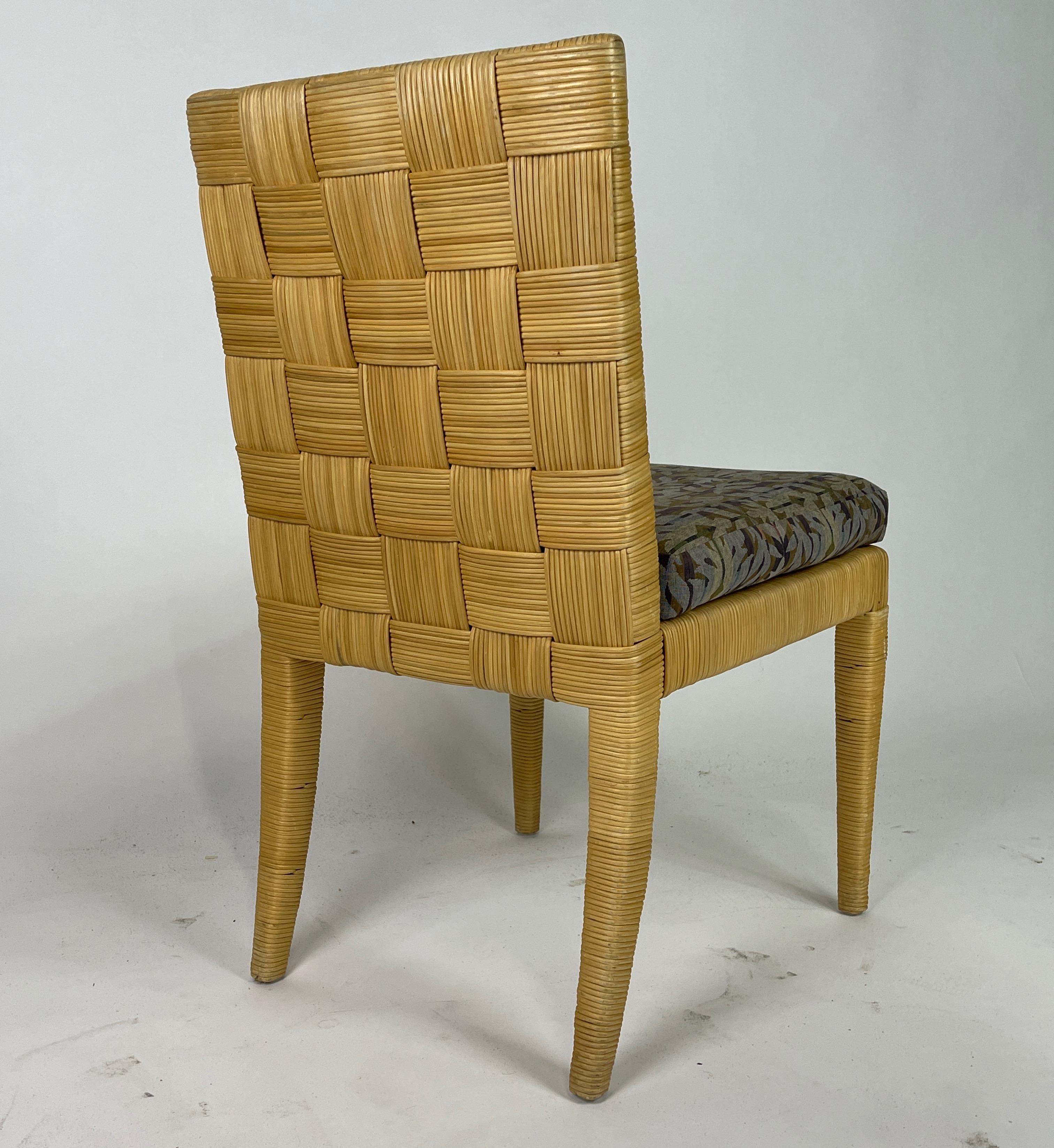 Mahogany Set of 4 Block Island Wicker Dining Chairs by John Hutton for Donghia