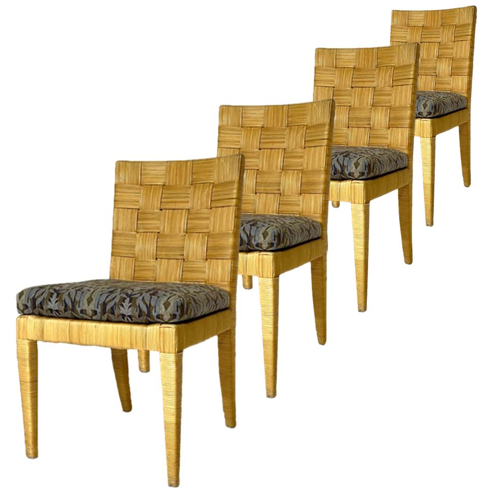 Set of 4 Block Island Wicker Dining Chairs by John Hutton for Donghia
