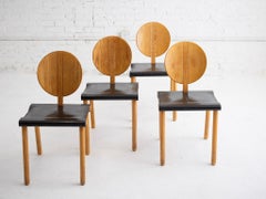 Set of 4 Blonde Circle Back and Leather Seat Chairs