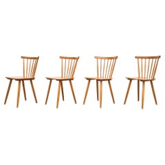 Set of 4 Blonde Tapiovaara Inspired Spindle Back Chairs by Farstrup