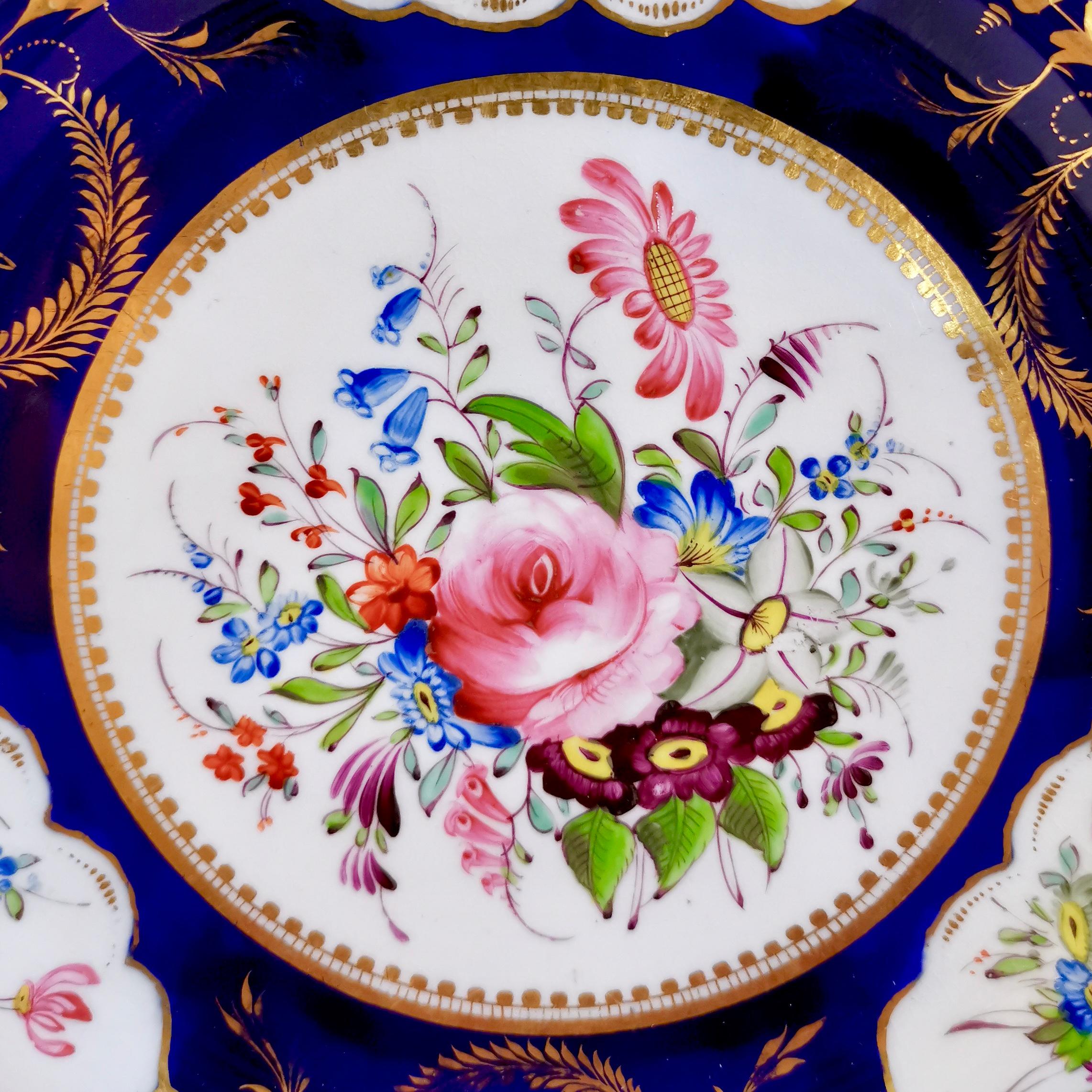 English Set of 4 Bloor Derby Dinner Plates, 1825-1830
