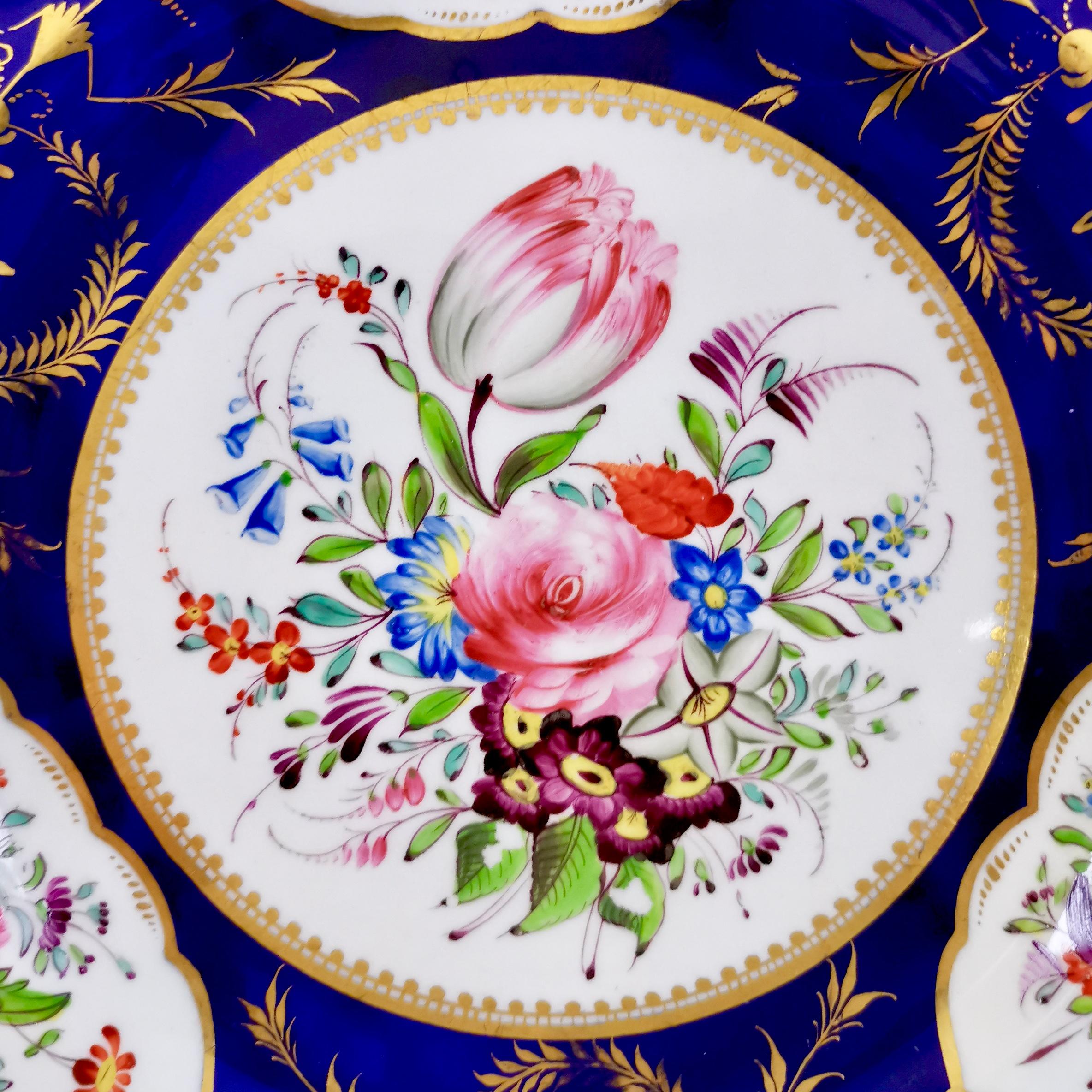 Early 19th Century Set of 4 Bloor Derby Dinner Plates, 1825-1830