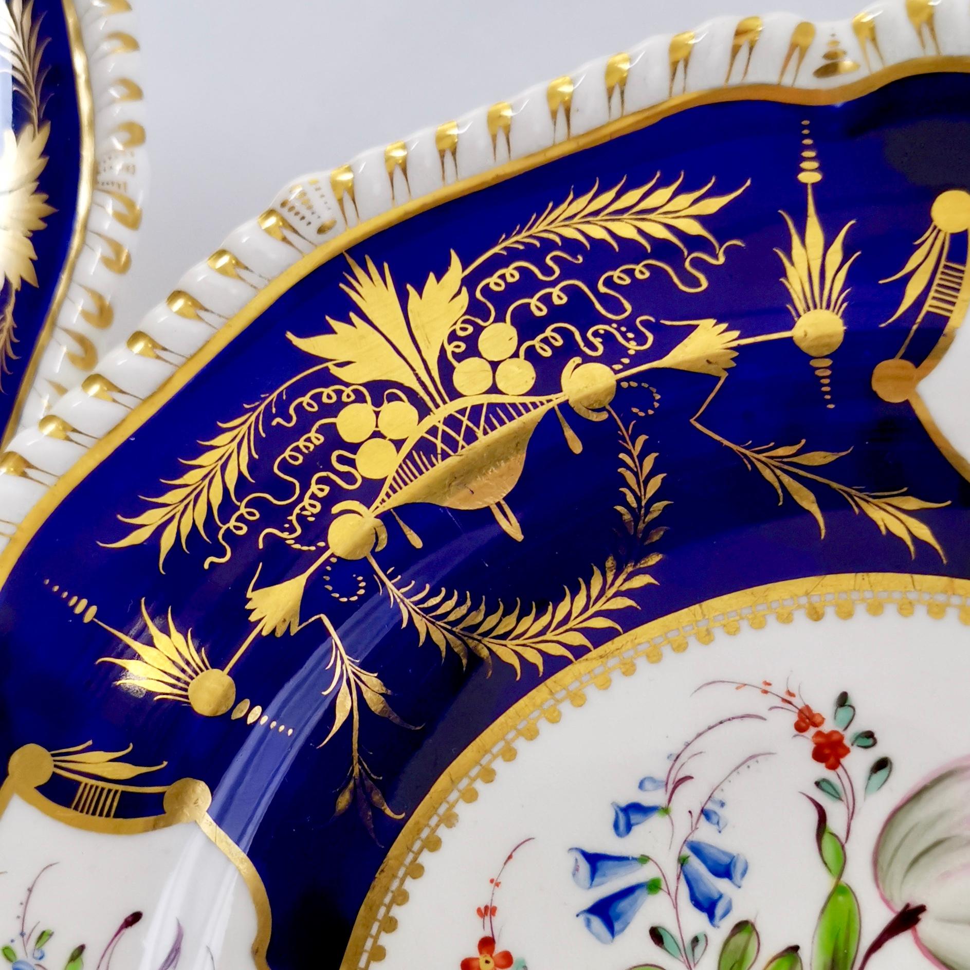 Porcelain Set of 4 Bloor Derby Dinner Plates, 1825-1830