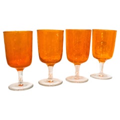 Set of 4 Blown Glass Glasses with Stem