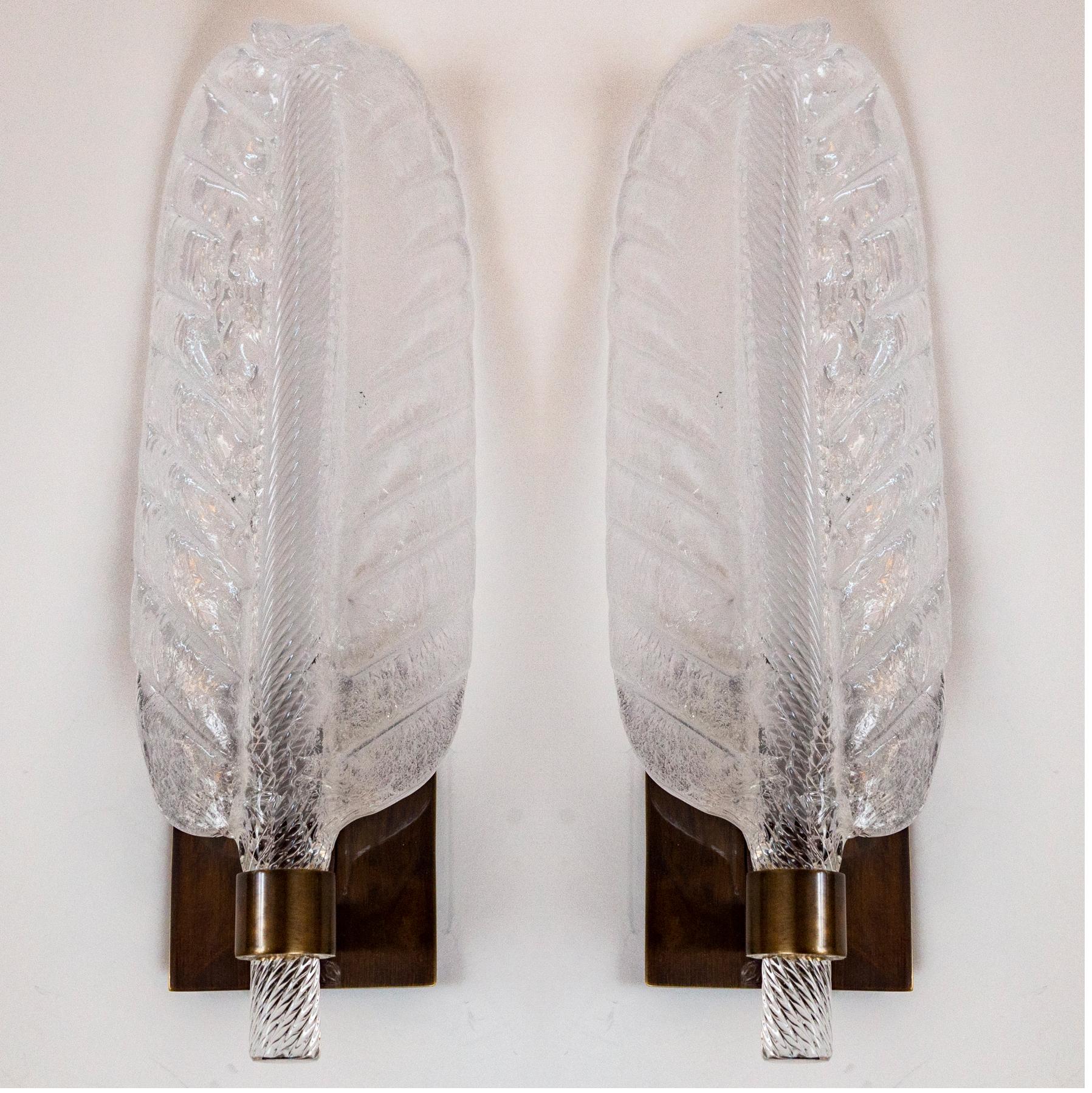 Set of 4 Blown Leaf Wall Lights, Contemporary, UL Certified In Excellent Condition In Westport, CT