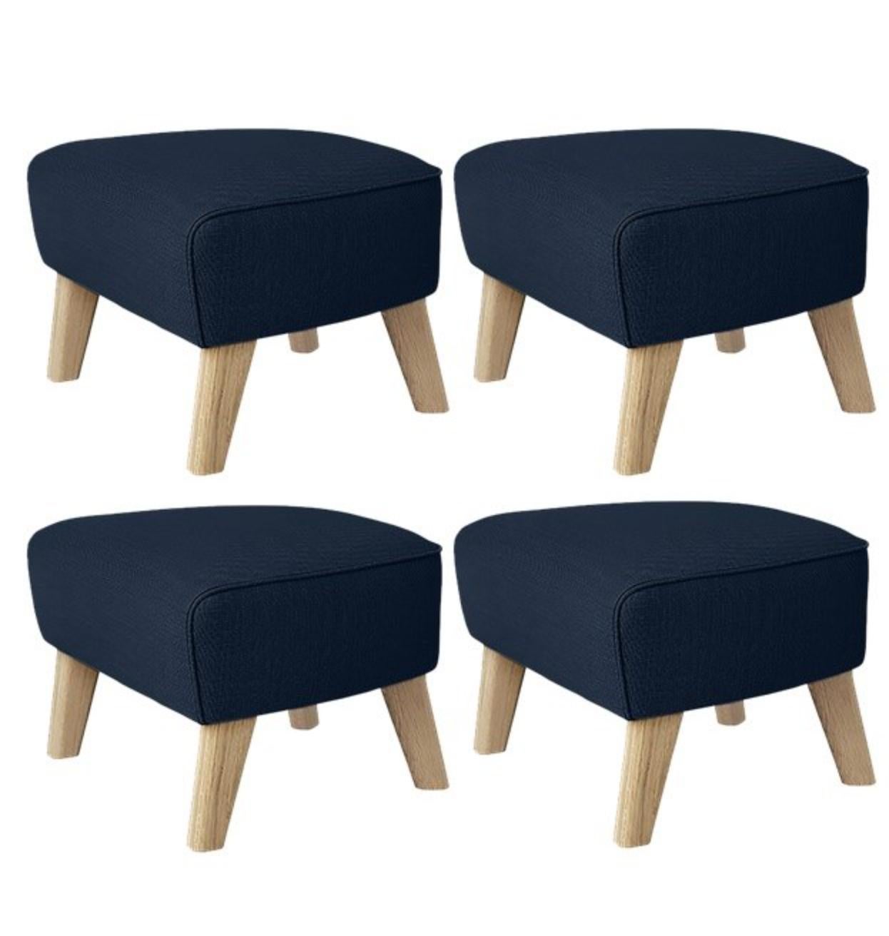 Set of 4 blue and natural oak Sahco zero footstool by Lassen
Dimensions: w 56 x d 58 x h 40 cm 
Materials: Textile
Also available: Other colors available

The my own chair footstool has been designed in the same spirit as Flemming Lassen’s
