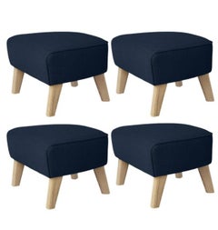 4er-Set Sahco Zero Fußhocker in Blau und Eiche Natur by Lassen