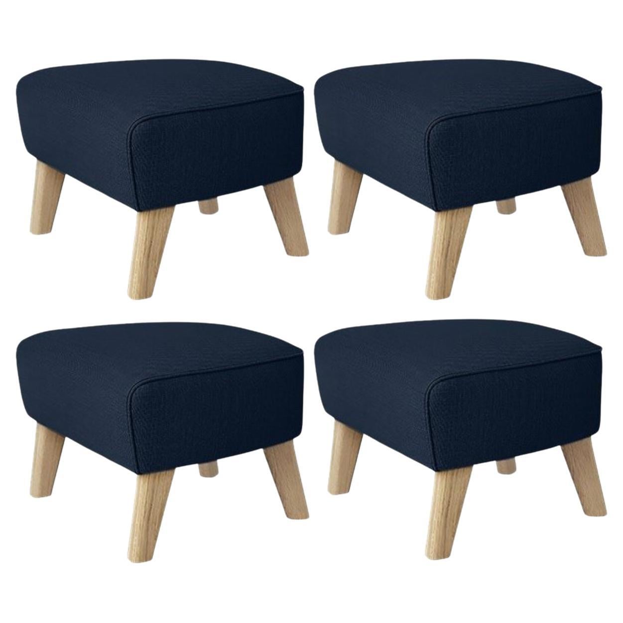 Set of 4 Blue and Natural Oak Sahco Zero Footstool by Lassen For Sale
