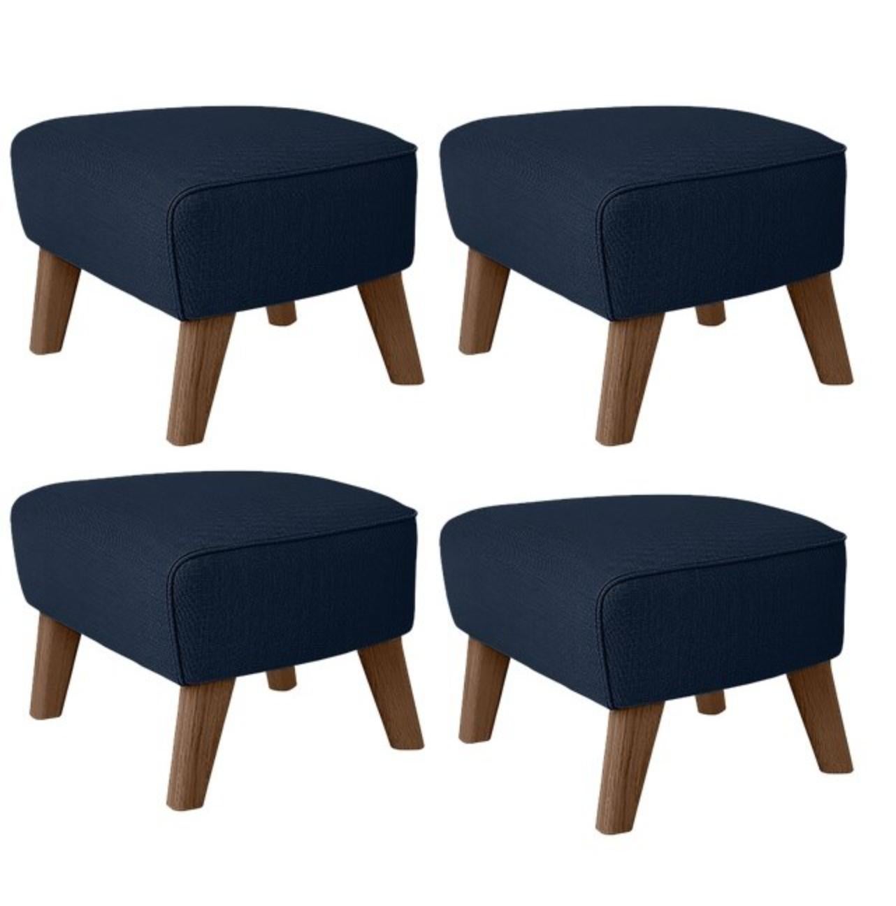 Set of 4 blue and smoked oak sahco zero footstool by Lassen
Dimensions: W 56 x D 58 x H 40 cm 
Materials: Textile
Also available: other colors available.

The my own chair footstool has been designed in the same spirit as Flemming Lassen’s
