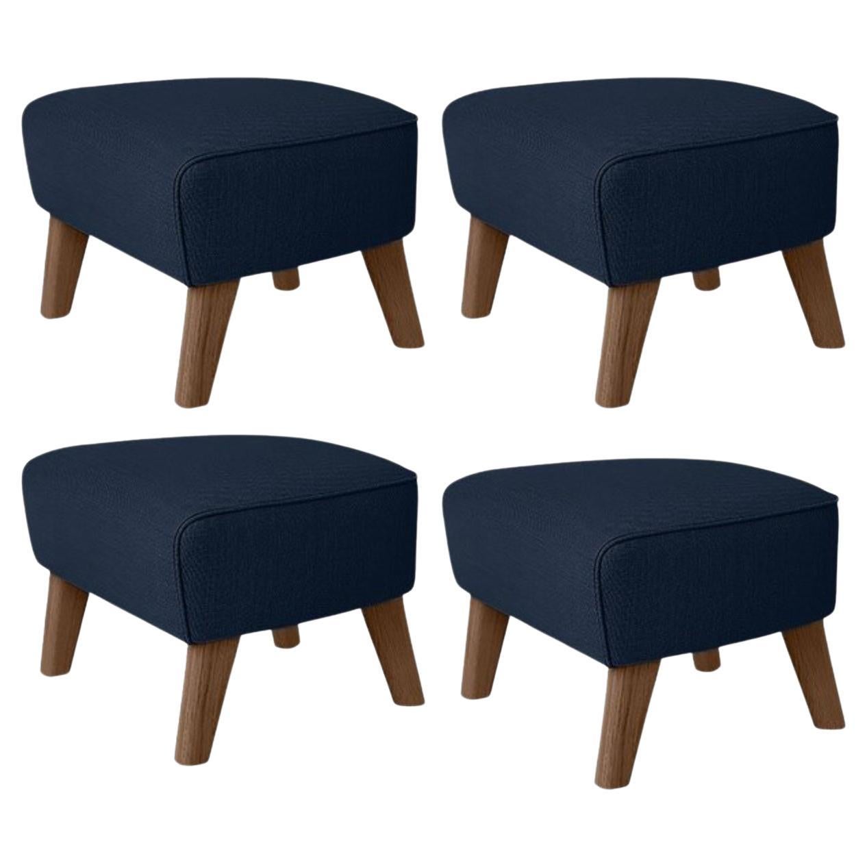 Set of 4 Blue and Smoked Oak Sahco Zero Footstool by Lassen For Sale
