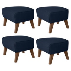 Set of 4 Blue and Smoked Oak Sahco Zero Footstool by Lassen