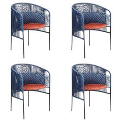 Set di 4 sedie da pranzo Caribe Chic blu di Sebastian Herkner